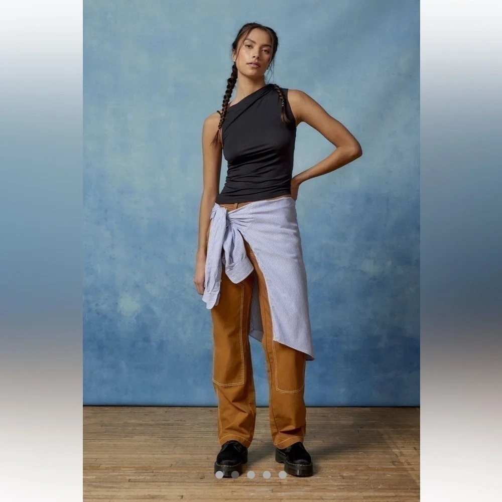 New BDG Canvas yellow Carpenter Pant size 26 y2k streetwear J - Picture 3 of 12